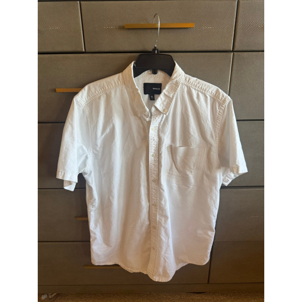Hurley White Short Sleeve Button Down Shirt Extra Large